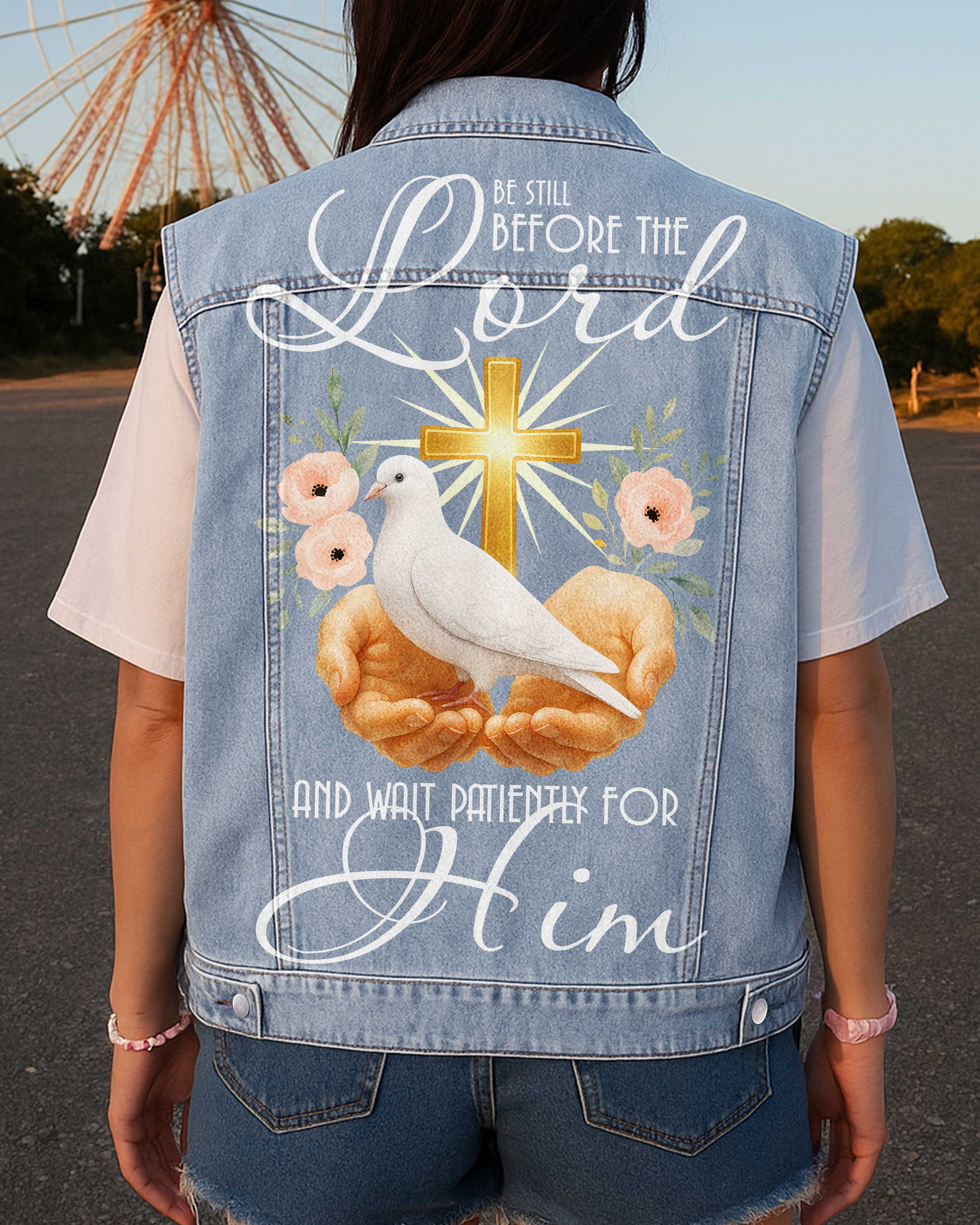 Be Still Before The Lord Sleeveless Denim Jacket