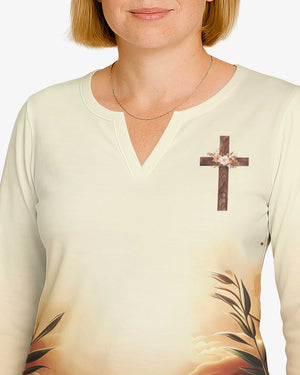 The Gospel Is Simple: Repent & Believe All Over Print V-neck Long Sleeves Shirt