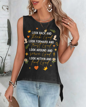 Look Back And Thank God Cut Out Wrap Back Tank Top