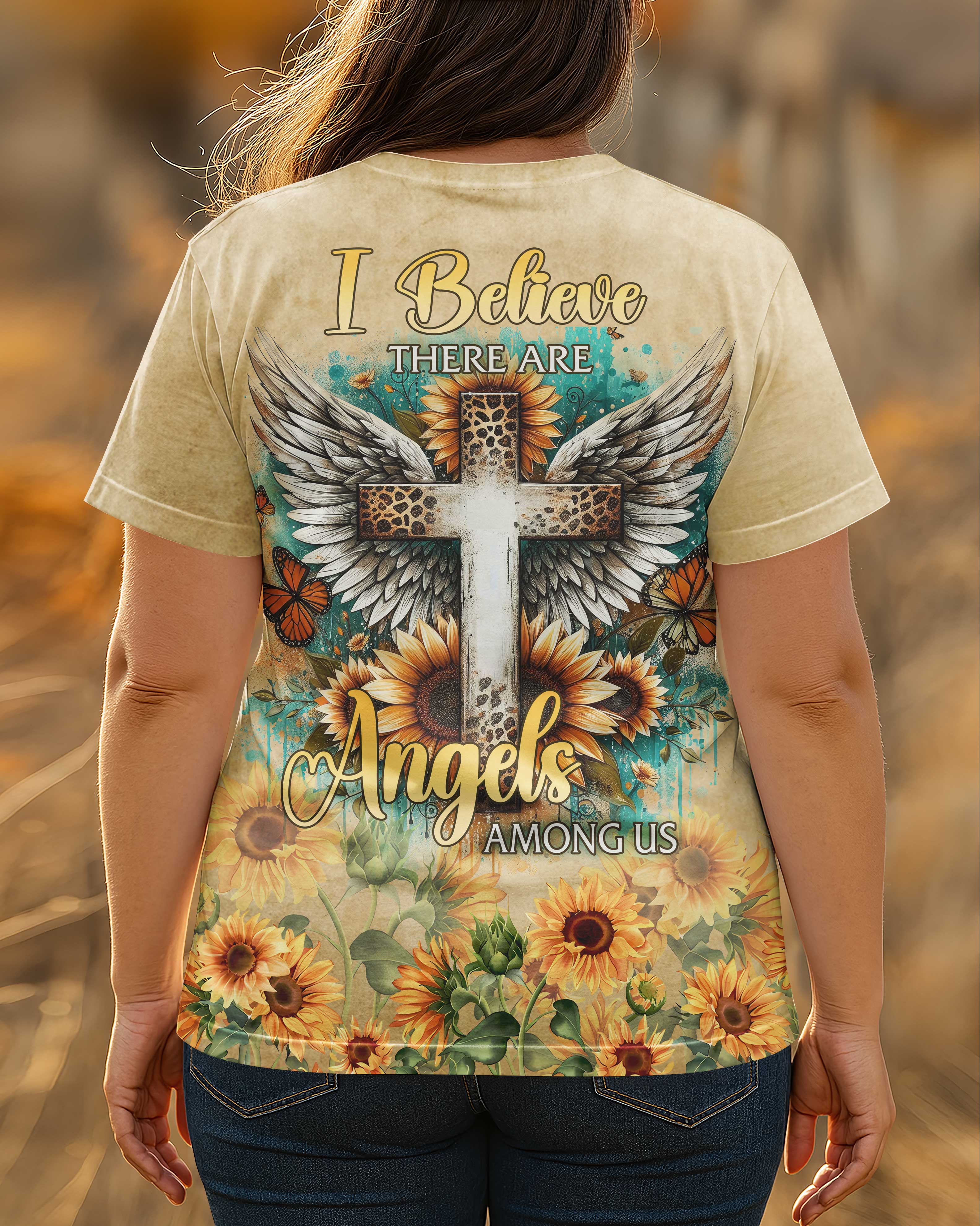 I Believe There Are Angels Among Us All Over Print T-shirt