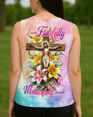 I Am Fearfully And Wonderfully Made All Over Print V-neck Tank Top