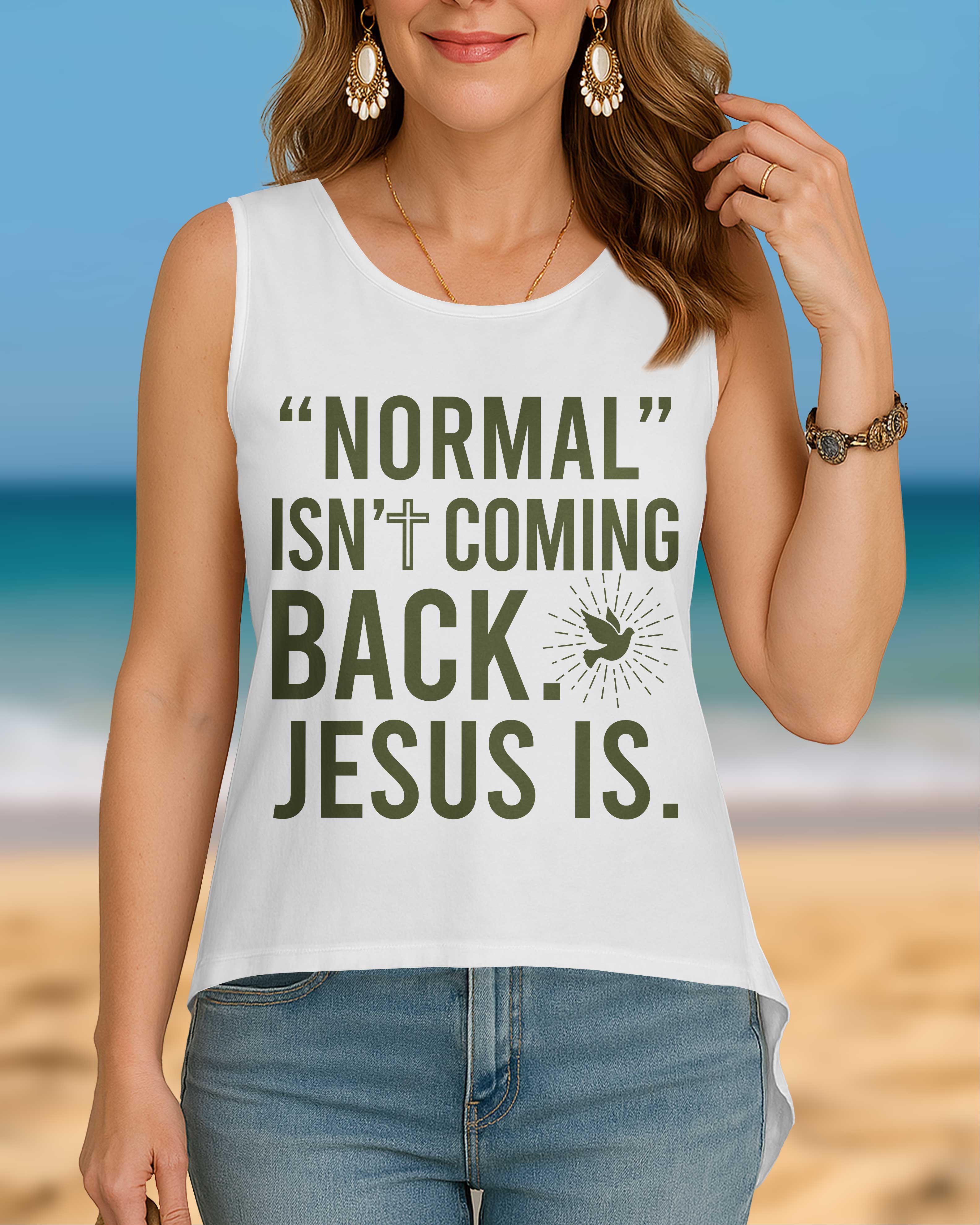"Normal" Isn't Coming Back Cut Out Wrap Back Tank Top