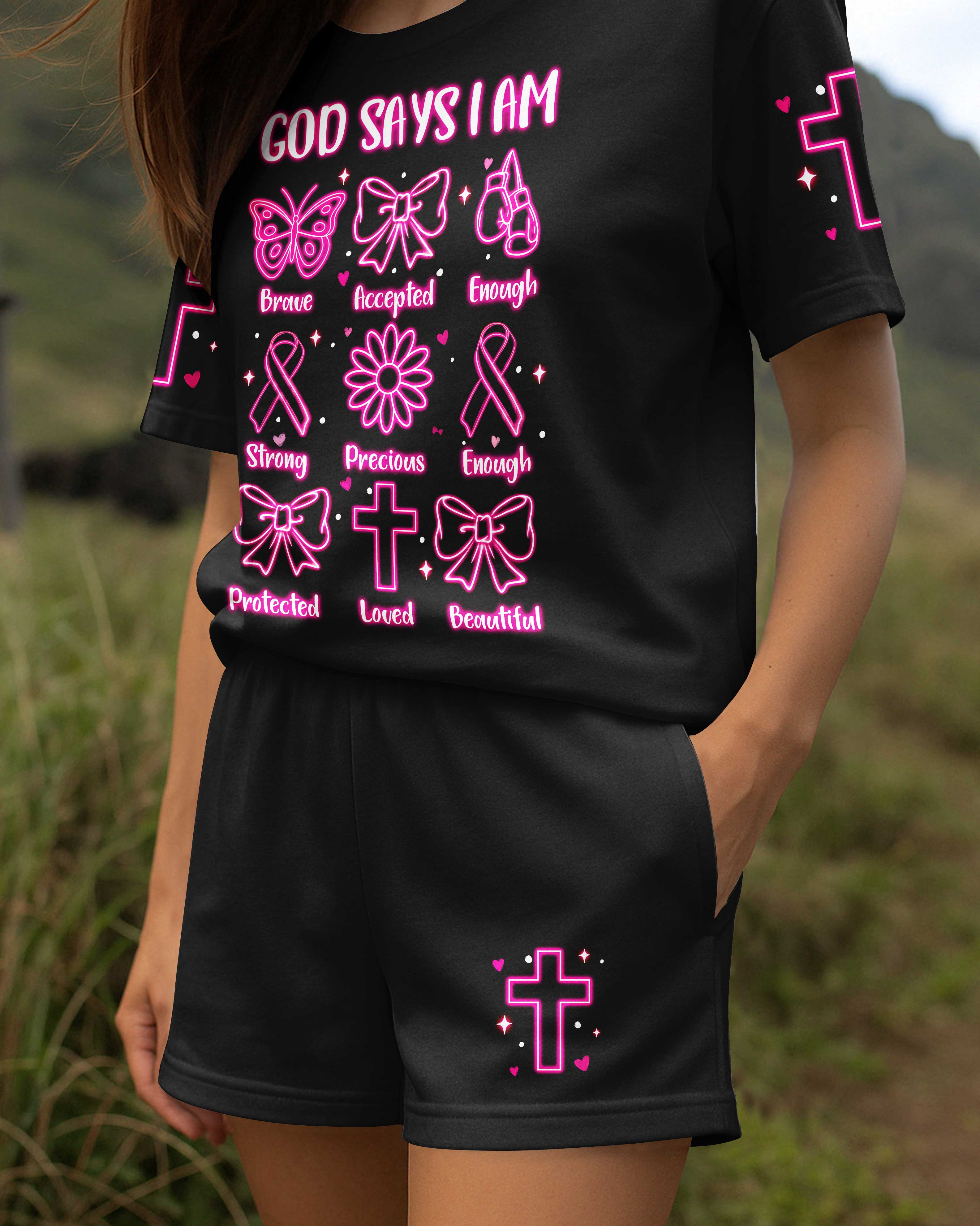 God Says I Am Brave All Over Print Summer Set