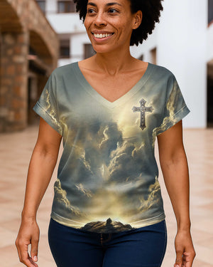 He Died For Me So I'll Live For Him All Over Print V-neck Tank Top