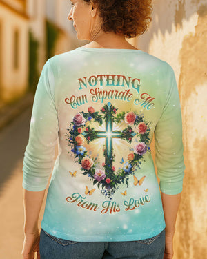 Nothing Can Separate Me From His Love All Over Print V-neck Long Sleeves Shirt
