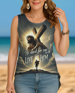 He Died For Me So I'll Live For Him All Over Print V-neck Tank Top