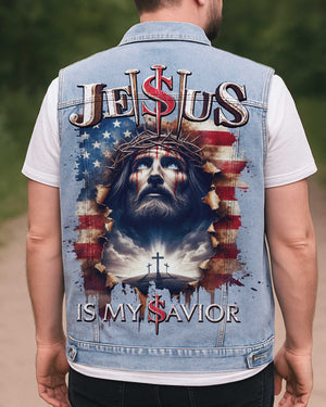 Jesus Is My Savior Sleeveless Denim Jacket
