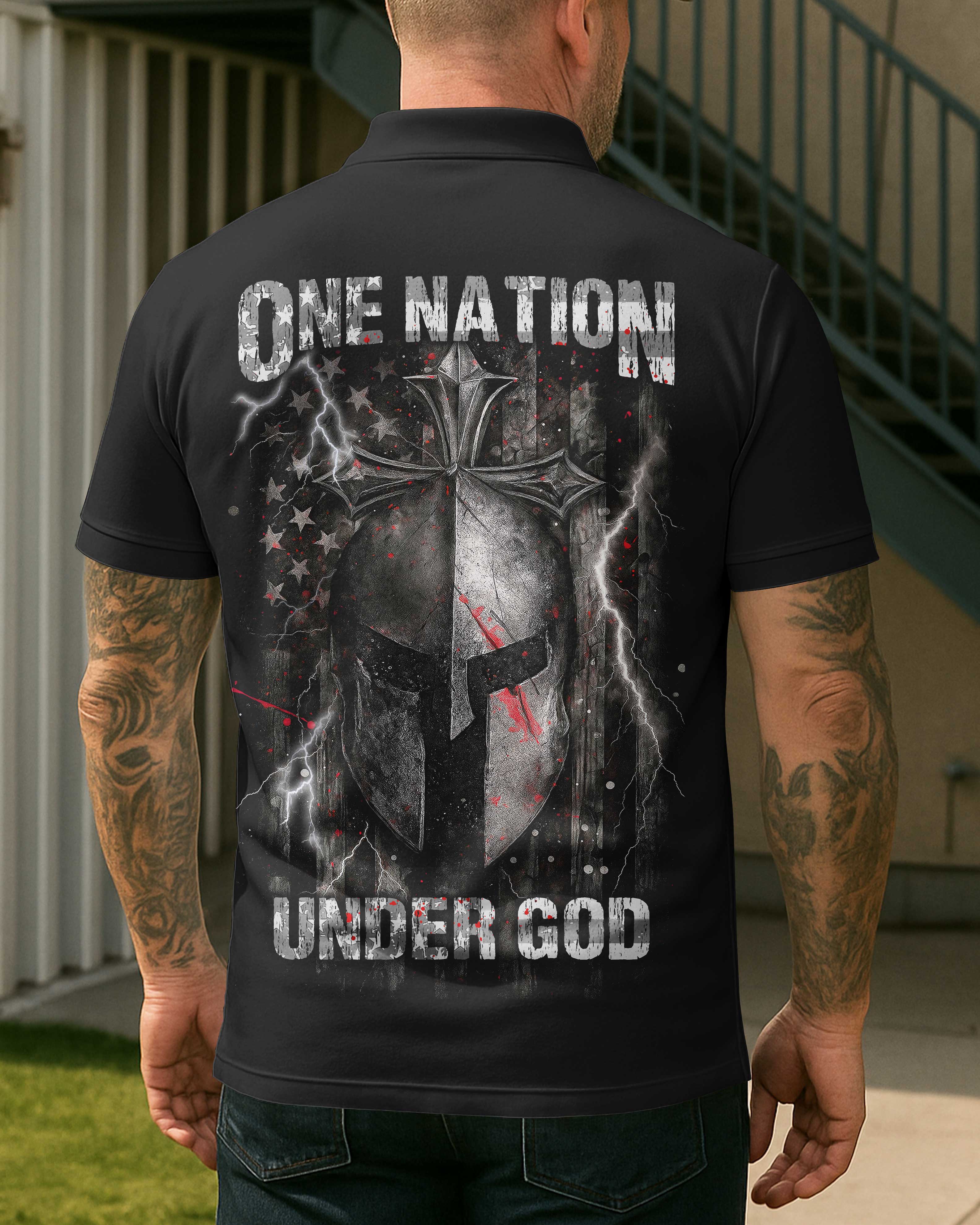 One Nation Under God All Over Print Polo