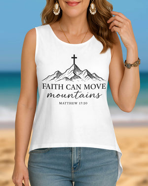 Faith Can Move Mountains Cut Out Wrap Back Tank Top