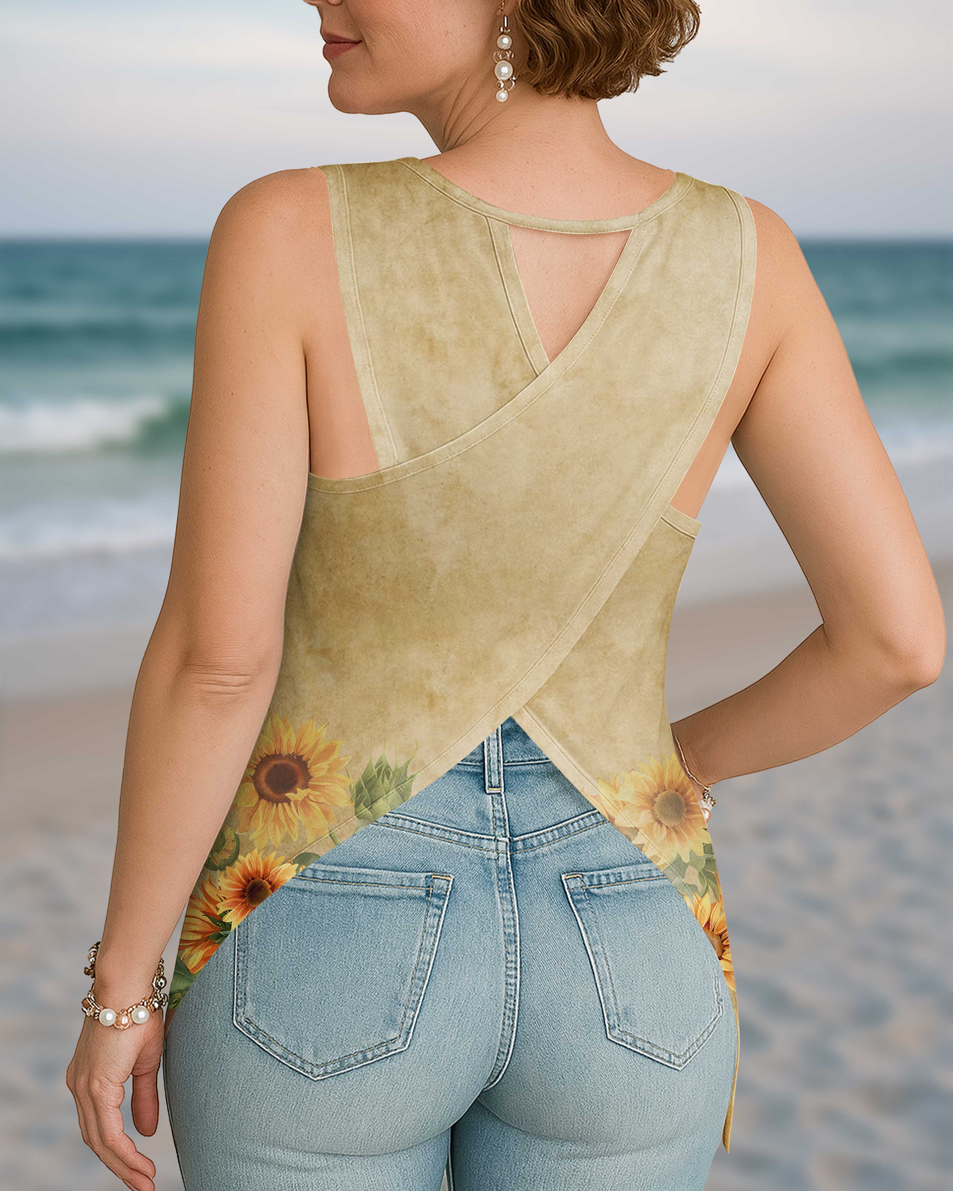 I Believe There Are Angels Among Us All Over Print Cut Out Wrap Back Tank Top