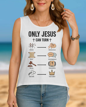Only Jesus Can Turn Cut Out Wrap Back Tank Top