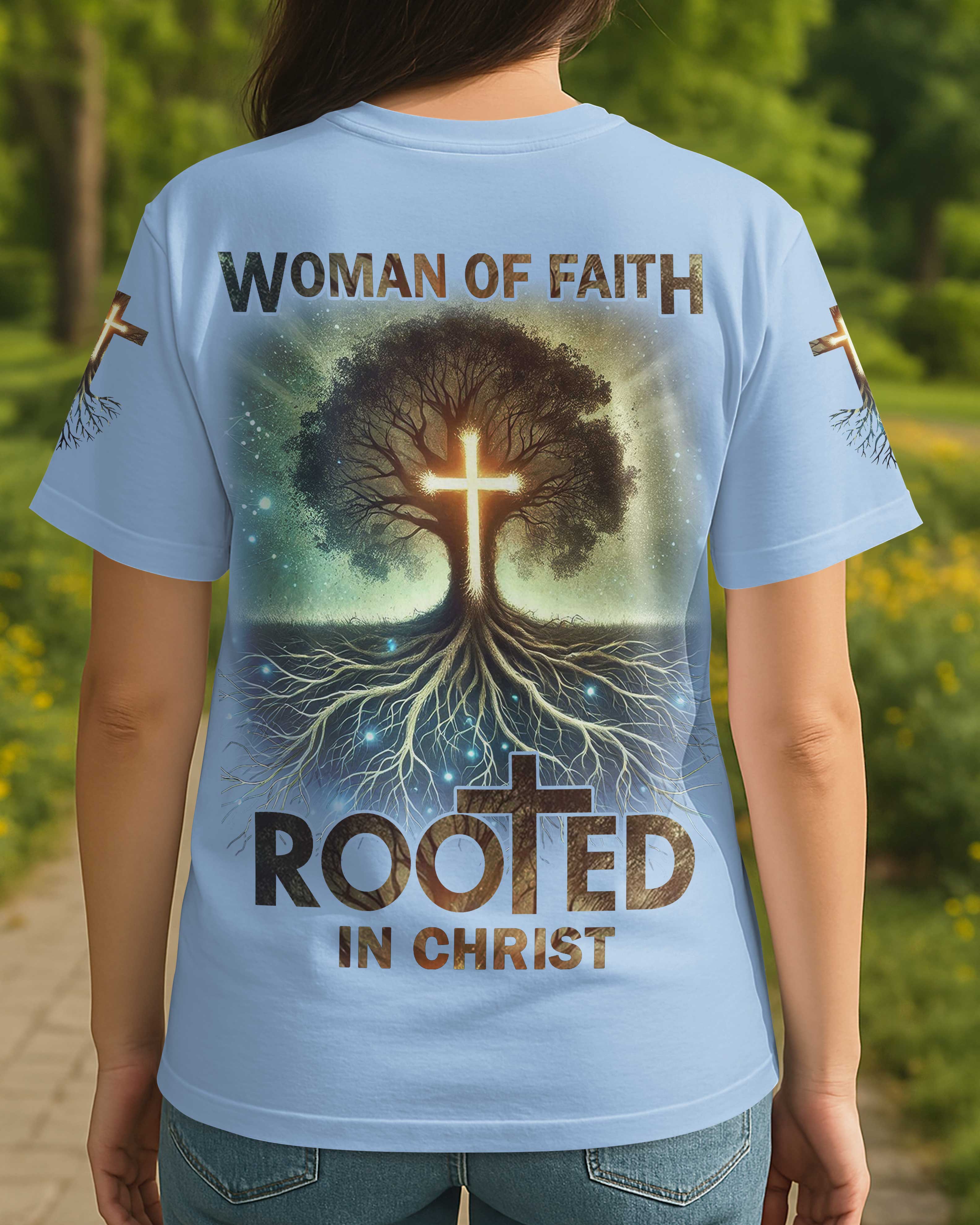 Woman Of Faith Rooted In Christ All Over Print T-shirt