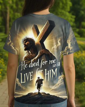 He Died For Me So I'll Live For Him All Over Print V-neck Tank Top
