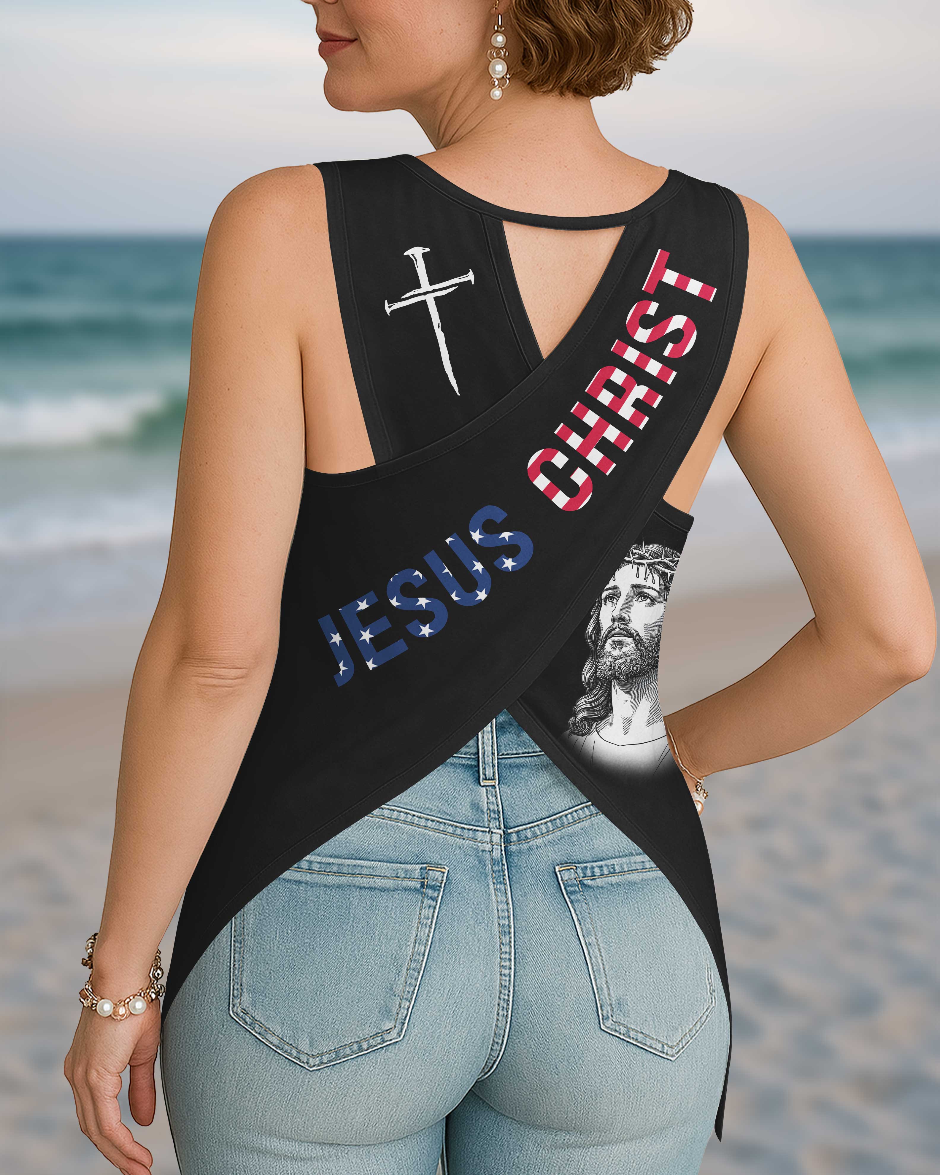 God Shed His Grace On Thee Cut Out Wrap Back Tank Top