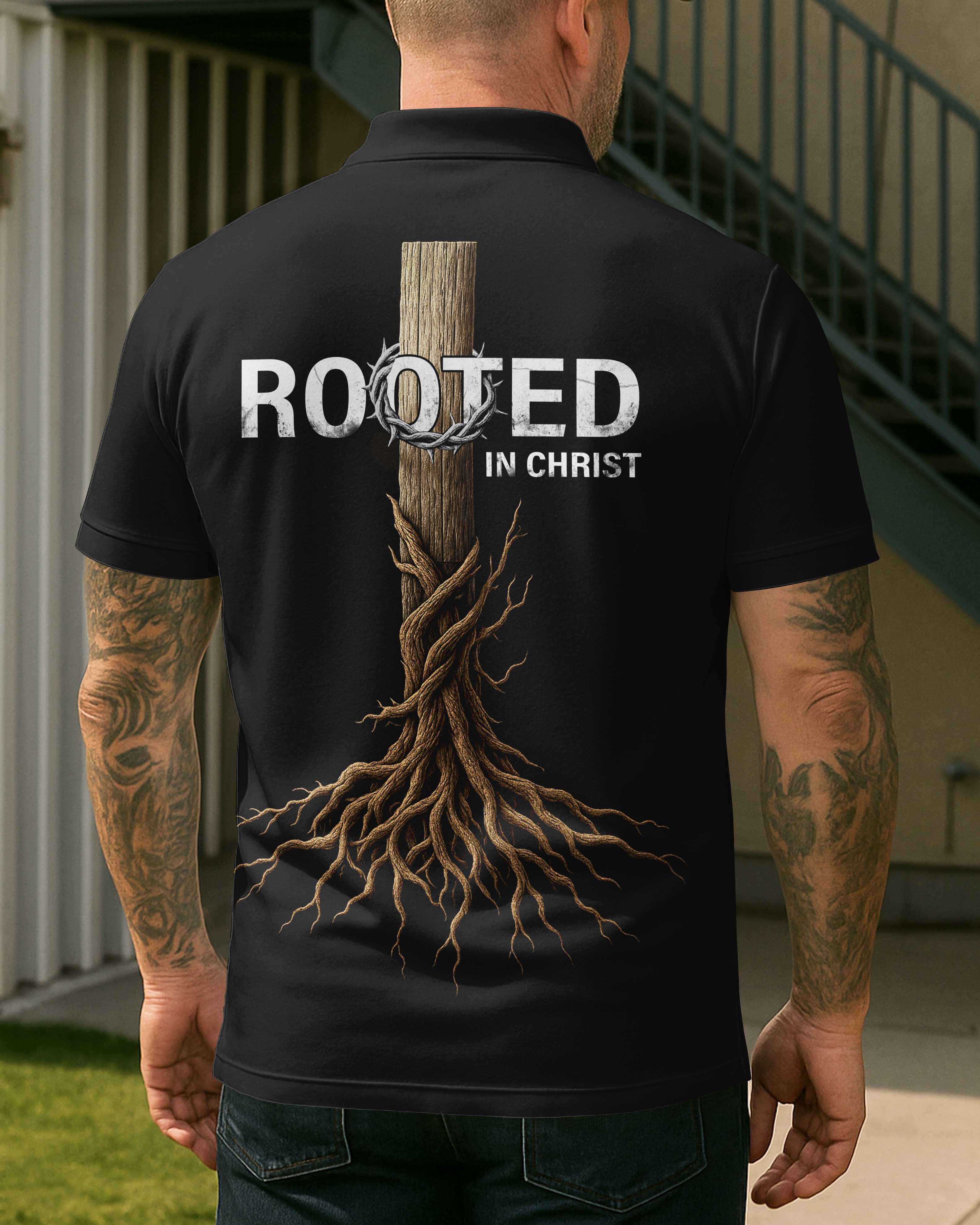 Rooted In Christ All Over Print Polo Shirt