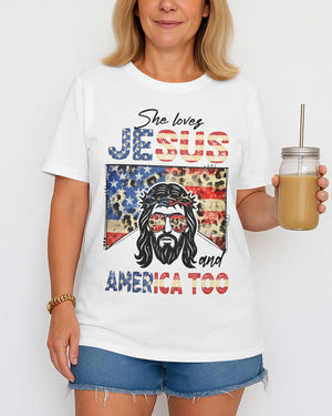 She Loves Jesus and America Too T-Shirt