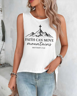 Faith Can Move Mountains Cut Out Wrap Back Tank Top