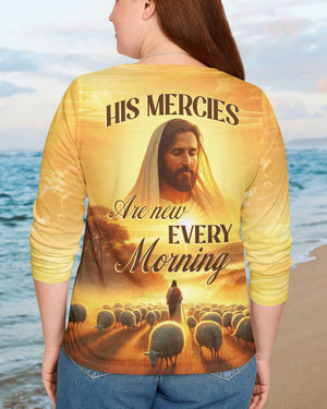His Mercies Are New Every Morning All Over Print V-neck Long Sleeves Shirt
