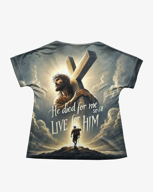He Died For Me So I'll Live For Him All Over Print V-neck Tank Top