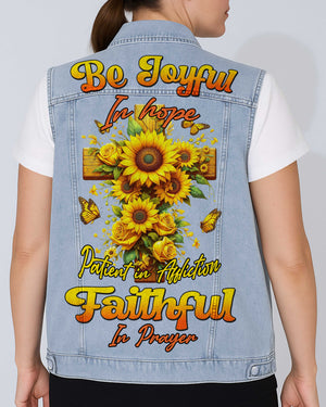 Be Joyful In Hope Sleeveless Denim Jacket