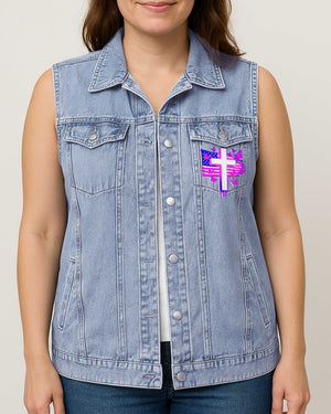 I Want To Be In God's Hands Sleeveless Denim Jacket