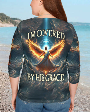 I'm Covered By His Grace All Over Print V-neck Long Sleeves Shirt
