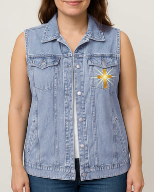 Be Still Before The Lord Sleeveless Denim Jacket