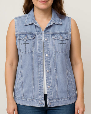 God Wins I've Read The Final Chapter Sleeveless Denim Jacket