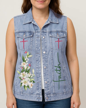 Cardinals Appear When Angels Are Near Sleeveless Denim Jacket