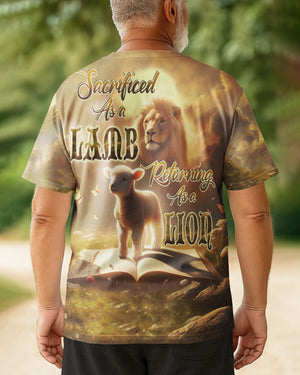 Sacrificed As A Lamb Returning As A Lion All Over Print T-shirt