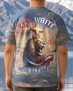 Red, White and Blessed All Over Print T-shirt