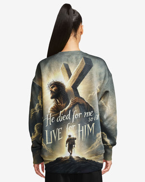 He Died For Me So I'll Live For Him All Over Print V-neck Tank Top