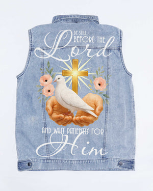 Be Still Before The Lord Sleeveless Denim Jacket