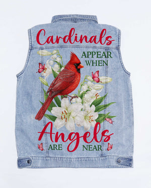 Cardinals Appear When Angels Are Near Sleeveless Denim Jacket