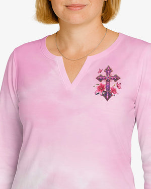 Prayer Is The Best Armor Against All Trials All Over Print V-neck Long Sleeves Shirt