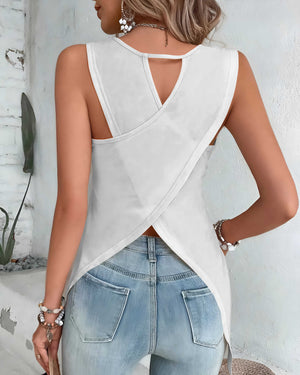 "Normal" Isn't Coming Back Cut Out Wrap Back Tank Top