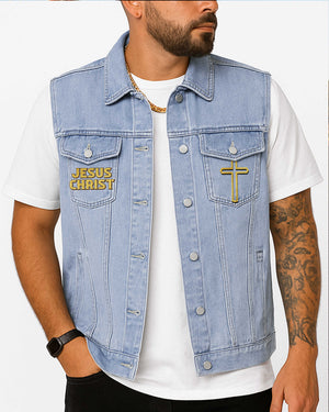 I Would Rather Stand With God Sleeveless Denim Jacket
