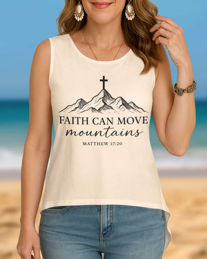 Faith Can Move Mountains Cut Out Wrap Back Tank Top