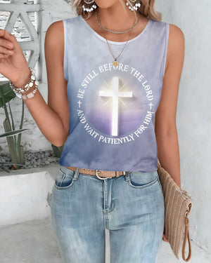 Be Still Before The Lord Cut Out Wrap Back Tank Top