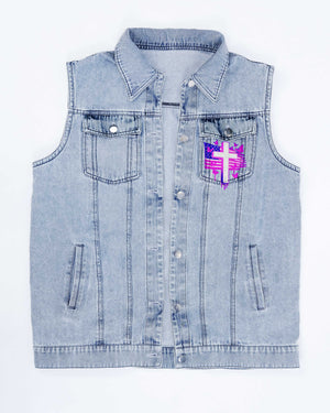 I Want To Be In God's Hands Sleeveless Denim Jacket