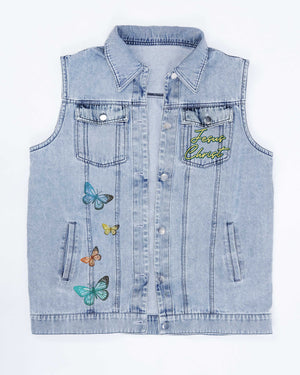 Be Strong And Courageous Sleeveless Denim Jacket