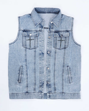 God Wins I've Read The Final Chapter Sleeveless Denim Jacket