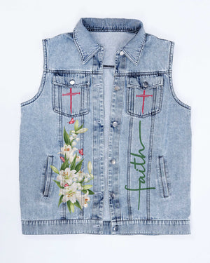 Cardinals Appear When Angels Are Near Sleeveless Denim Jacket