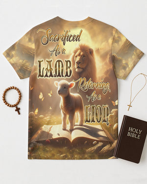 Sacrificed As A Lamb Returning As A Lion All Over Print T-shirt