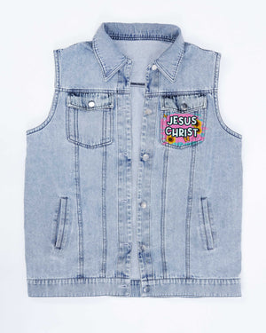 I Will Sing Of The Goodness Of God Sleeveless Denim Jacket