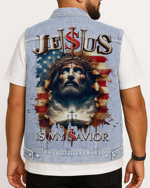Jesus Is My Savior Sleeveless Denim Jacket