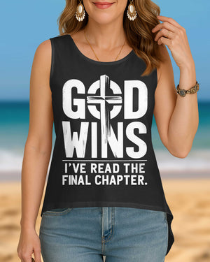 God Wins Cut Out Wrap Back Tank Top
