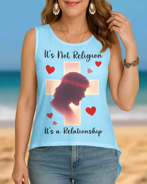 It’s Not Religion, It’s a Relationship Cut Out Wrap Back Tank Top