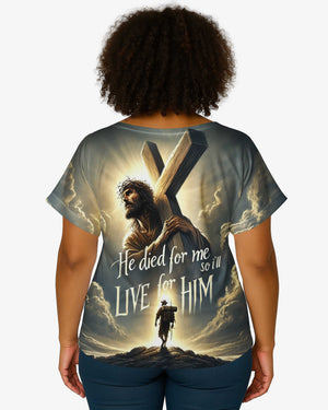 He Died For Me So I'll Live For Him All Over Print V-neck Tank Top
