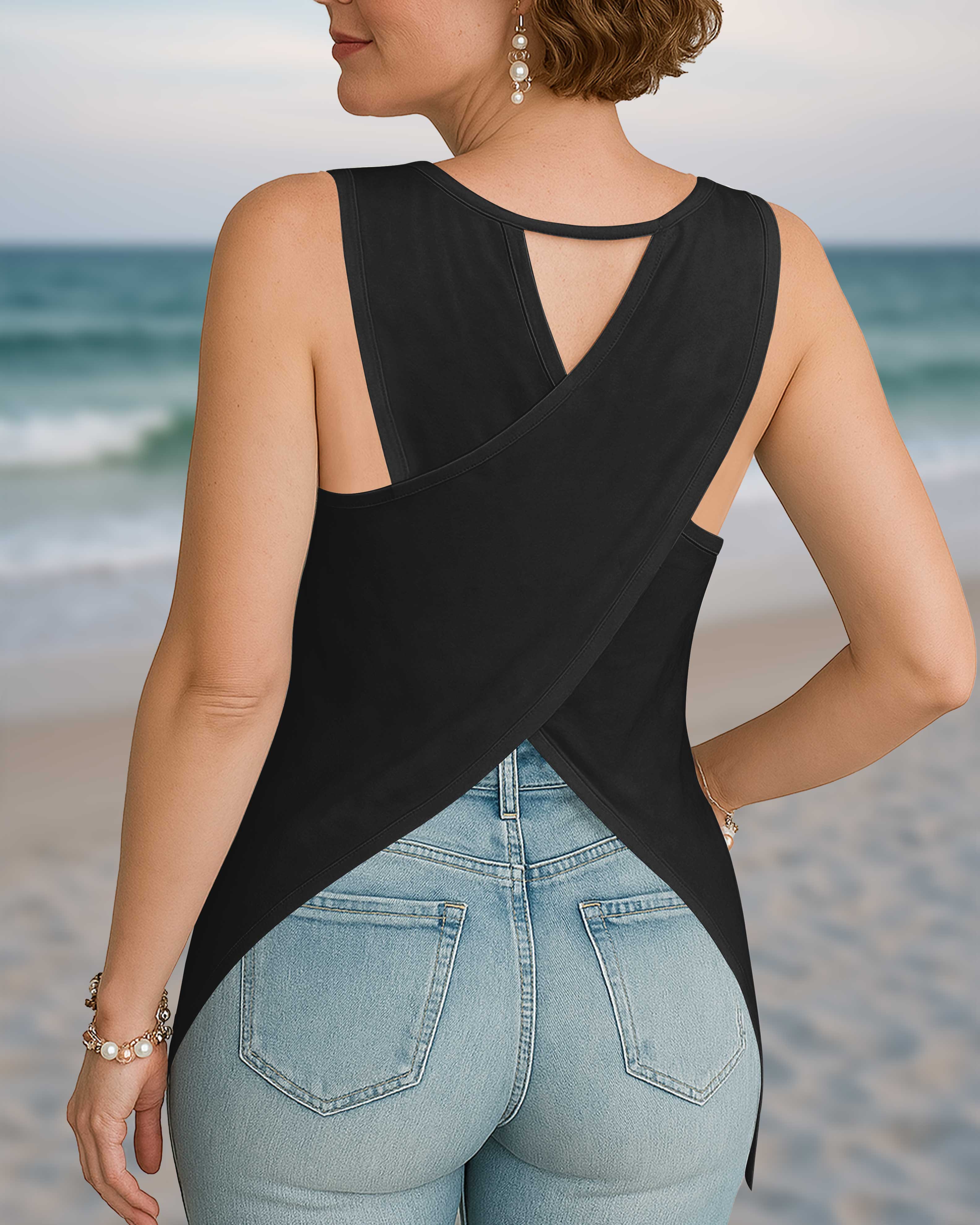 God Wins Cut Out Wrap Back Tank Top